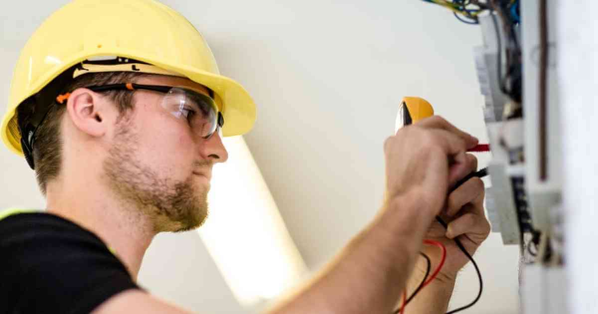 Man testing the electrical output