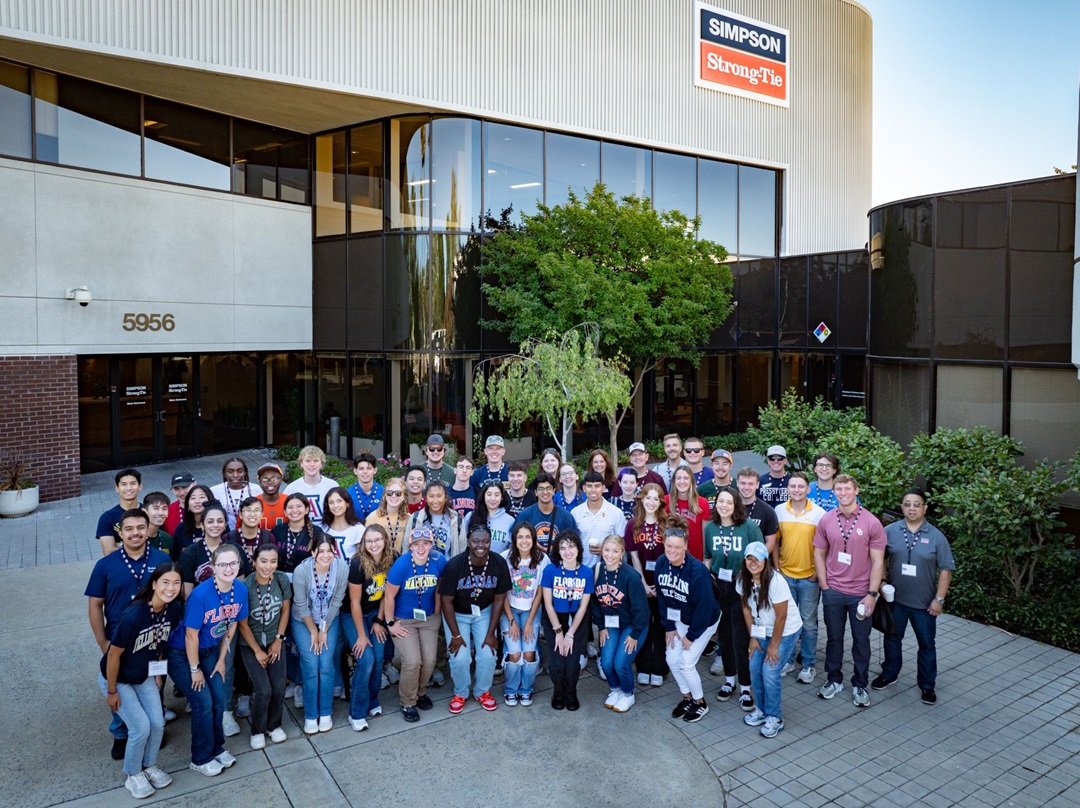 The scholarship students at Simpson Strong-Tie's Pleasanton, California headquarters