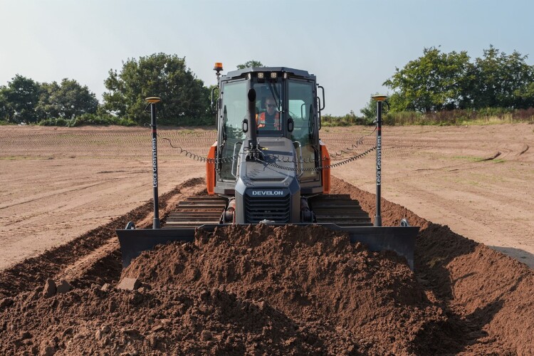 Doosan dozer retrofitted with machine control 